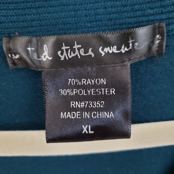 Woman United States Sweaters Teal Wing Sleeve V neck Blouse Size XL - Picture 2 of 8